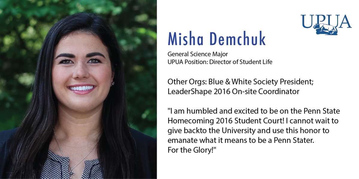 It's <a href="/PSUHOMECOMING/">PSU Homecoming</a> Week!  Student Court Spotlight: Congrats to our Director of Student Life, <a href="/freeMISHy/">Misha</a>. Vote here: goo.gl/UxI0PH