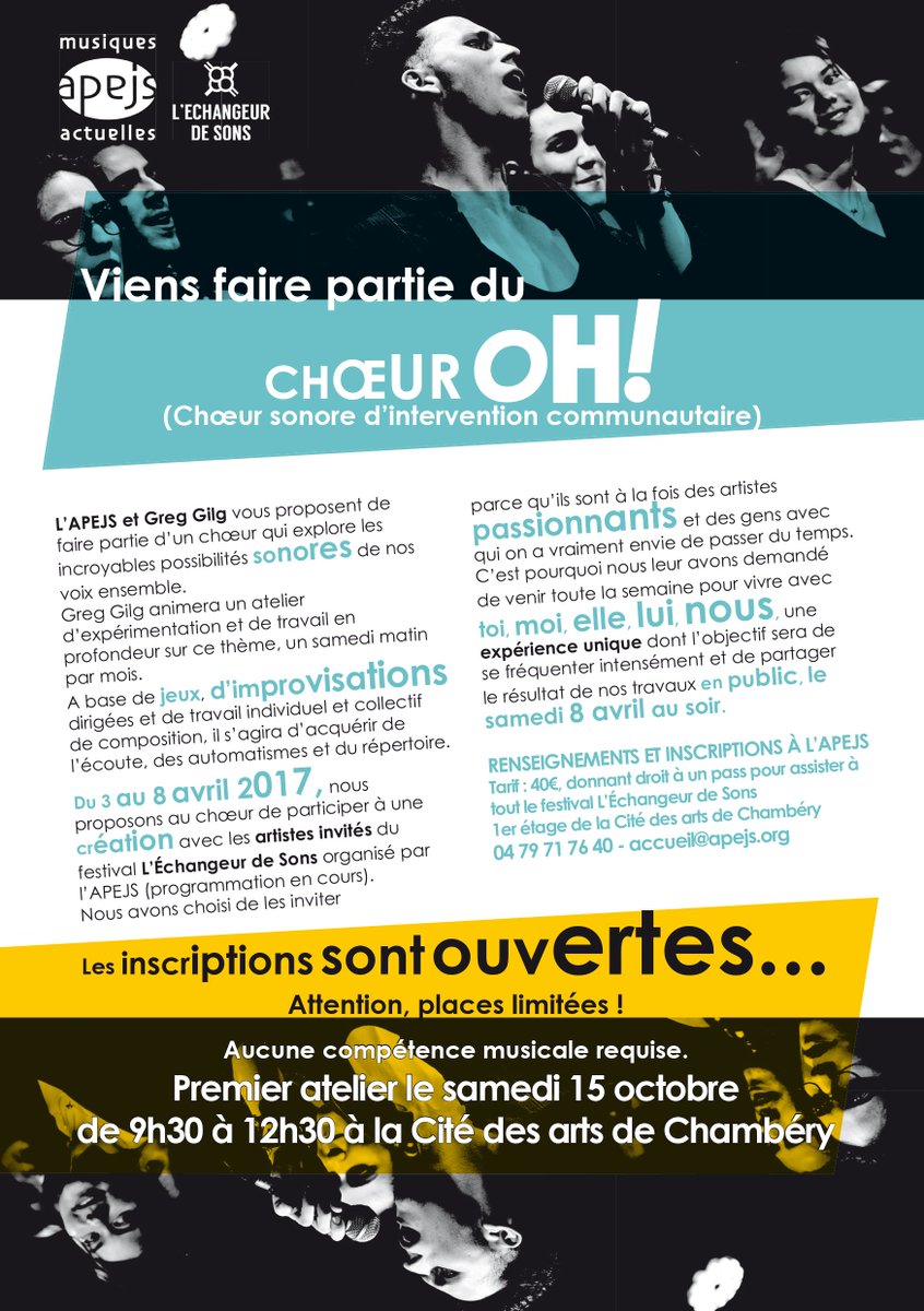 Appel à participation !
Viens faire partie du choeur OH !
#apejs #greggilg #lechangeurdesons