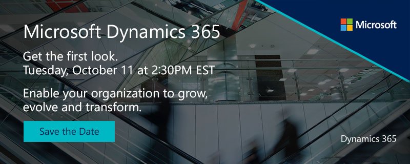 Save the date: Microsoft #Dynamics365 first look coming Tuesday, Oct 11 spr.ly/6019BhW2L