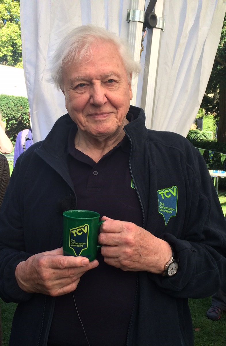 TCVGreenGym's tweet photo. What a great honour to share a tea break after some tree planting with @Sir_Attenboroug @GreenGymCamden @TCVtweets https://t.co/sWaDytTIyf