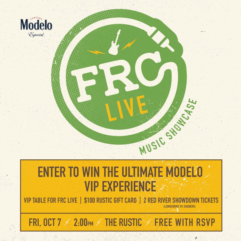 Spunepro's tweet photo. Win ultimate TX/OU VIP experience at @TheRusticDallas: VIP Table at #FRCLive, Red River Showdown tix, $100 gift card https://t.co/34bgarAgcV https://t.co/rhe7Azw3fH