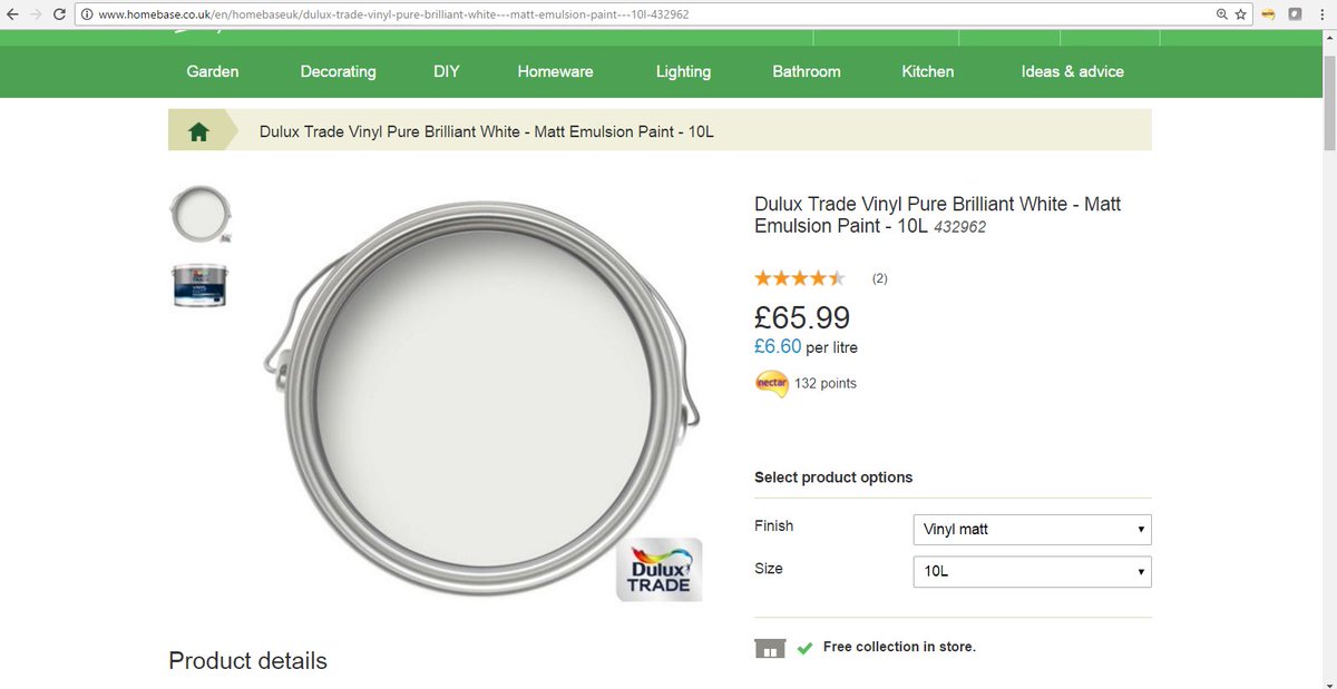 feratkins's tweet image. @Homebase_uk How can you explain extortionate price for Dulux paint compared to @Wickes ?? #daylightrobbery #NOTalwayslowprices #sameproduct