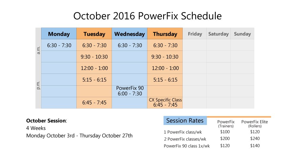 TheFixStudio's tweet image. Powerfix October Session class schedule is up! We can&apos;t wait to see you in class. Call today to sign up.