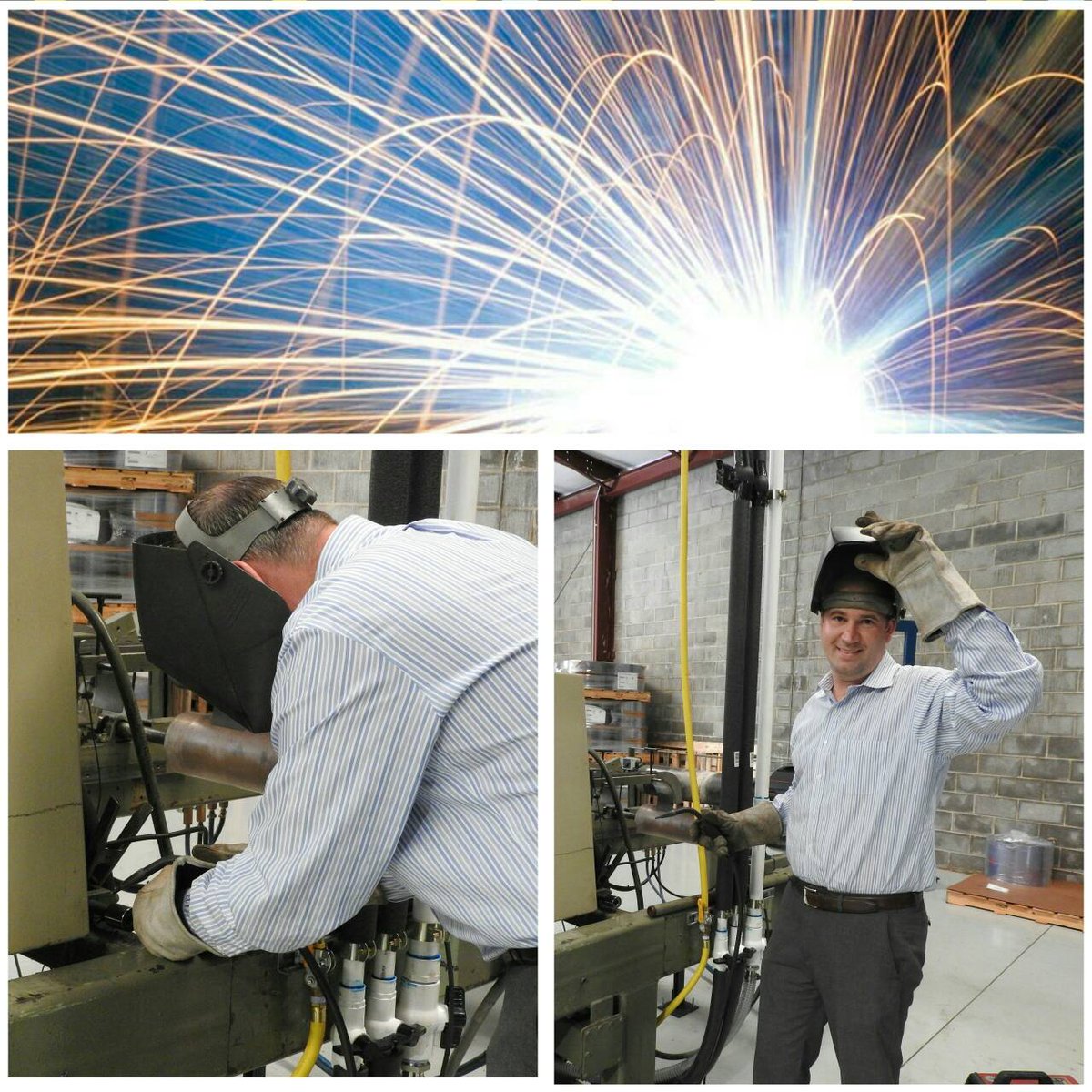 Our hands on CEO welding between sales meetings. #yeahthatgreenville #manufacturing