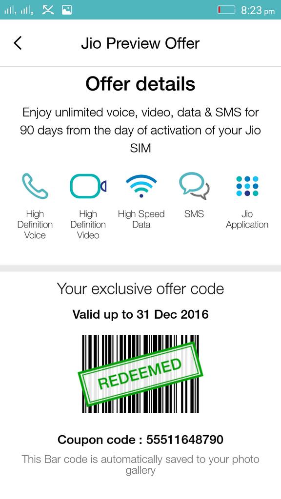 shaktideegodh's tweet image. I have not taken #Jio4G sim yet.bt my barcode is redeemed. What could I do???? #jiocare #jiohelp #jio