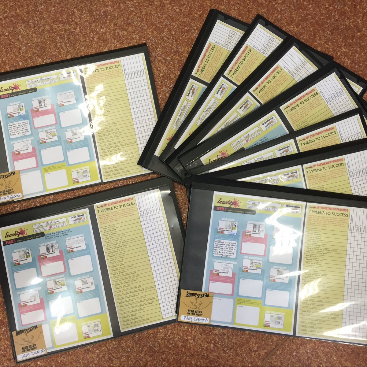 Teachign's tweet photo. #year9 getting prepared! Looks confusing but got my back covered! #progressovertime #planning #prep #highexpectation https://t.co/wHSjSx29bN