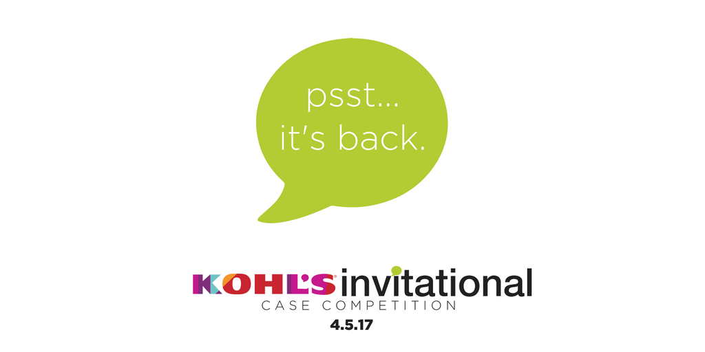 KohlsCampus's tweet photo. We're looking for undergrad participants for the 2017 Kohl's Invitational Case Competition! #LifeAtKohls #KICC17 https://t.co/Je4jCrywP3 https://t.co/nK9ERJFr0T