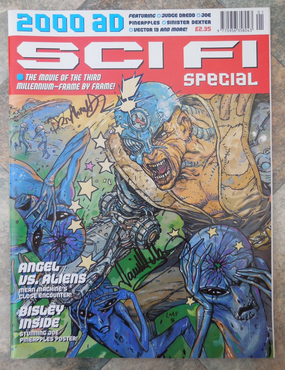 JBurdis's tweet photo. Had a brilliant time at @Demon_Con First appearance of @2000AD Sinister Dexter signed by the creators @VincentAbnett &amp; @DavidMillgate https://t.co/RoXJNdcorP