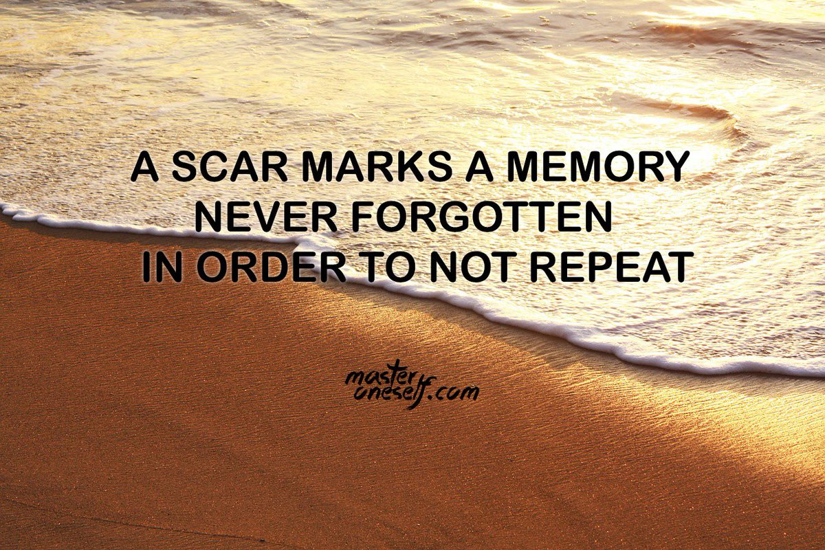 A scar marks a memory never forgotten in order to not repeat.
masteroneself.com/consequences
