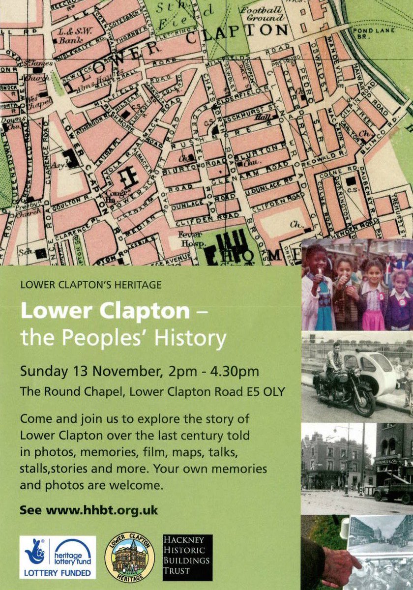 claptonstories's tweet photo. Come and explore the people's history of Lower Clapton through #stories #photos #films #maps &amp; more! Sunday 13 Nov 2pm-4.30pm @roundchapel https://t.co/Bdb1lTYtjP