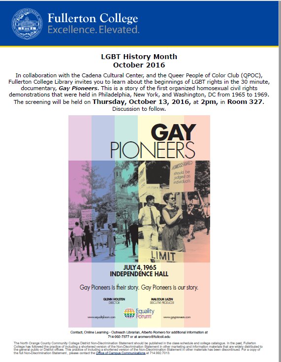 FCUmoja's tweet photo. Attention Umoja students, National LGBTQ month is here! We hope that you can find time to participate is some of these events FC is hosting! https://t.co/MHuc6ienzU