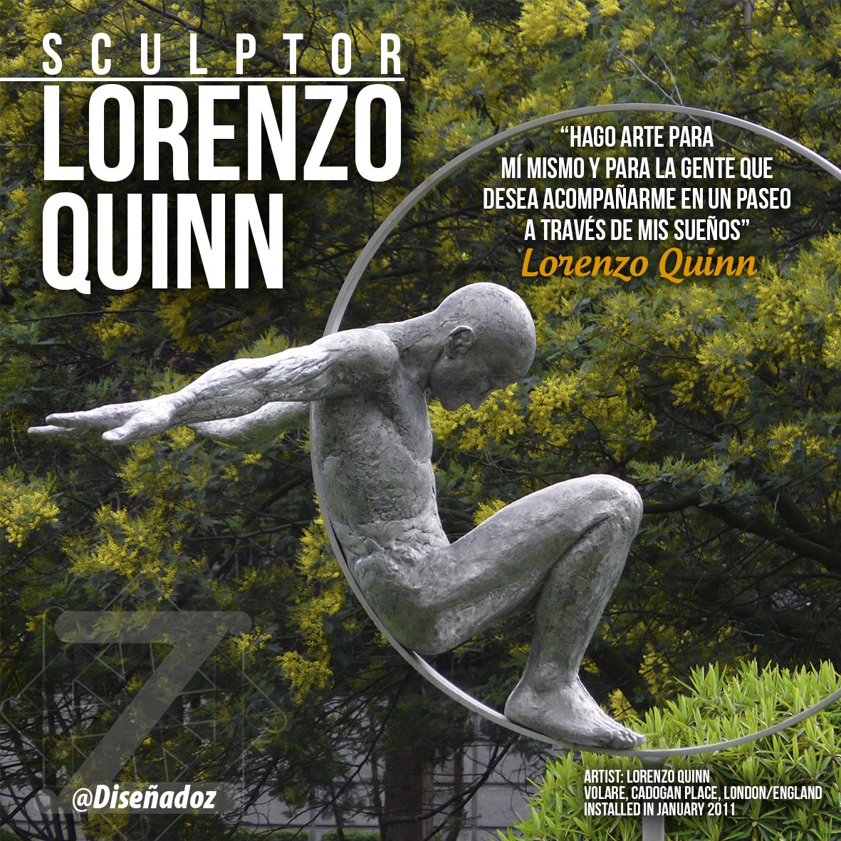 ARTE MUNDO: Escultura Volare en el Cadogan Place, #London, #England del escultor Lorenzo Quinn. #FelizLunes