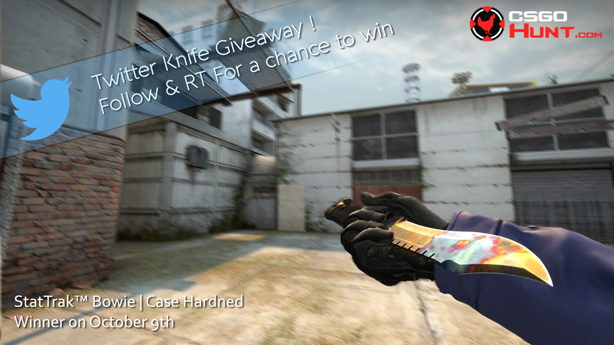 CSGOHunt's tweet image. New CSGOHunt.com Giveaway! Follow &amp;amp; RT for a chance to win a Stattrak Bowie Knife Case Hardened #CSGOgiveaway #CSGO