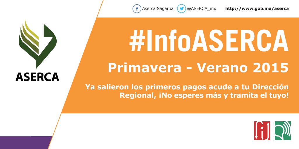asercamx's tweet photo. ¿Eres productor y firmaste AxC? #ASERCAte, presenta tus documentos y agiliza tu pago #PV2015 https://t.co/WT00tANlx8