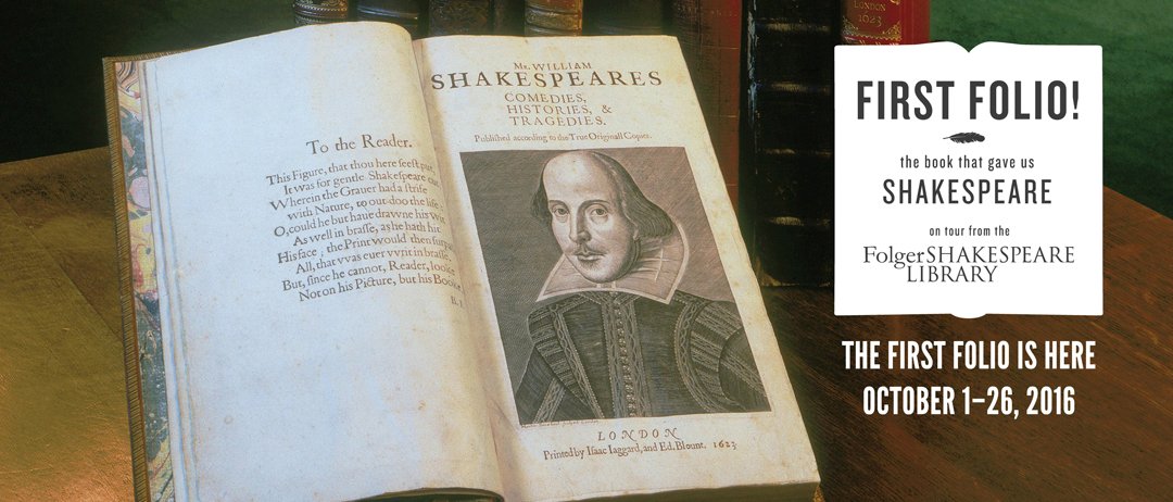 FolgerLibrary's tweet photo. Wahoowa! The #FirstFolio is on view at @UVA, @UVaLibrary, & @RareUVA. Check out a preview from CBS19 @Newsplex. https://t.co/WQkaHw0DbW https://t.co/fBTCJAo0FA