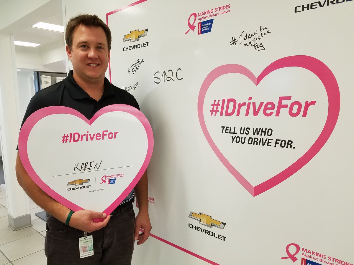 RundeAutoGroup's tweet image. Travis Kohl drives for his mother-in-law Karen! Stop by &amp;amp; tell us who you drive for &amp;amp; Chevy donates $5 to @AmericanCancer! #IDriveFor