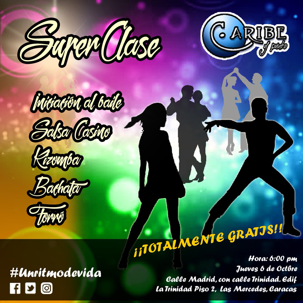 caribeypunto's tweet photo. Super Clase gratis! Ven y disfruta una tarde sin igual este Jueves 06 Oct  #UnRitmoDeVida #Salsa #Forro #Bachata #Kizomba #InciacionAlBaile https://t.co/AI4rR0TMg7