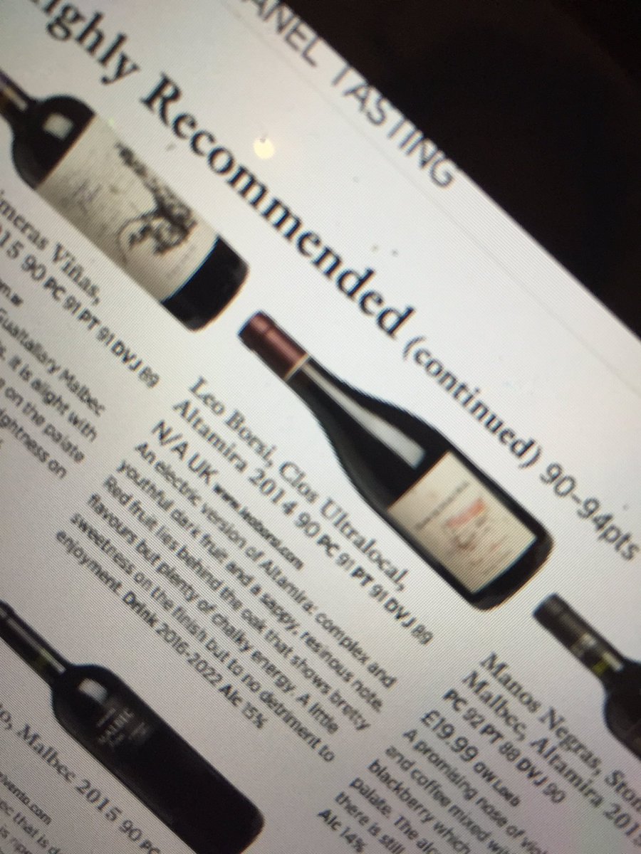 Decanter the best of South America: <a href="/ClosUltralocal/">Clos Ultralocal</a> 2014 - 90 points highly recommended.