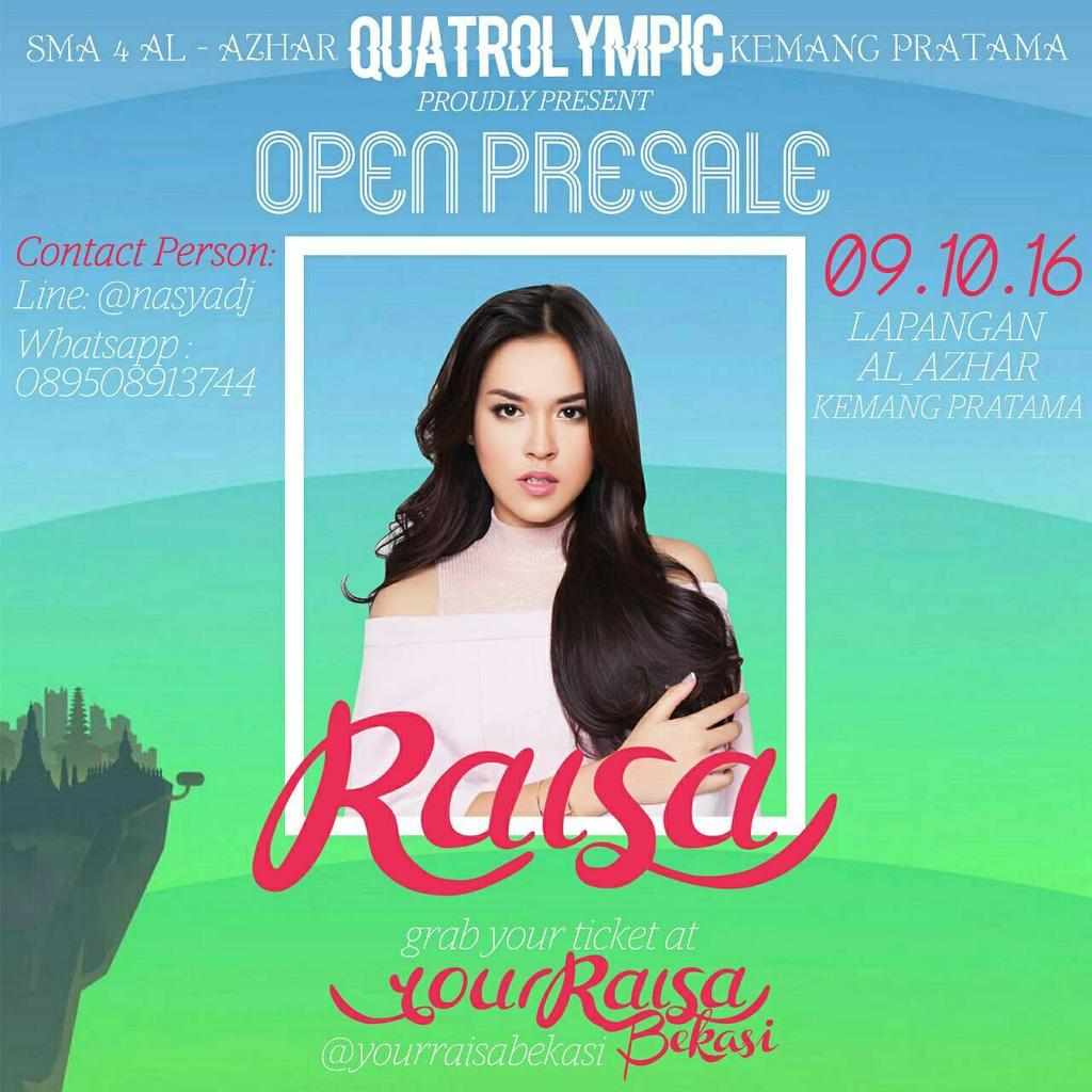 Selamat pagi <a href="/yourRAISA_bksi/">yourRaisa Bekasi</a> buat yg mau liat Raisa tanggal 9 oktober 2016 di acara Quatrolympic SMA Al Azhar 4 (1)