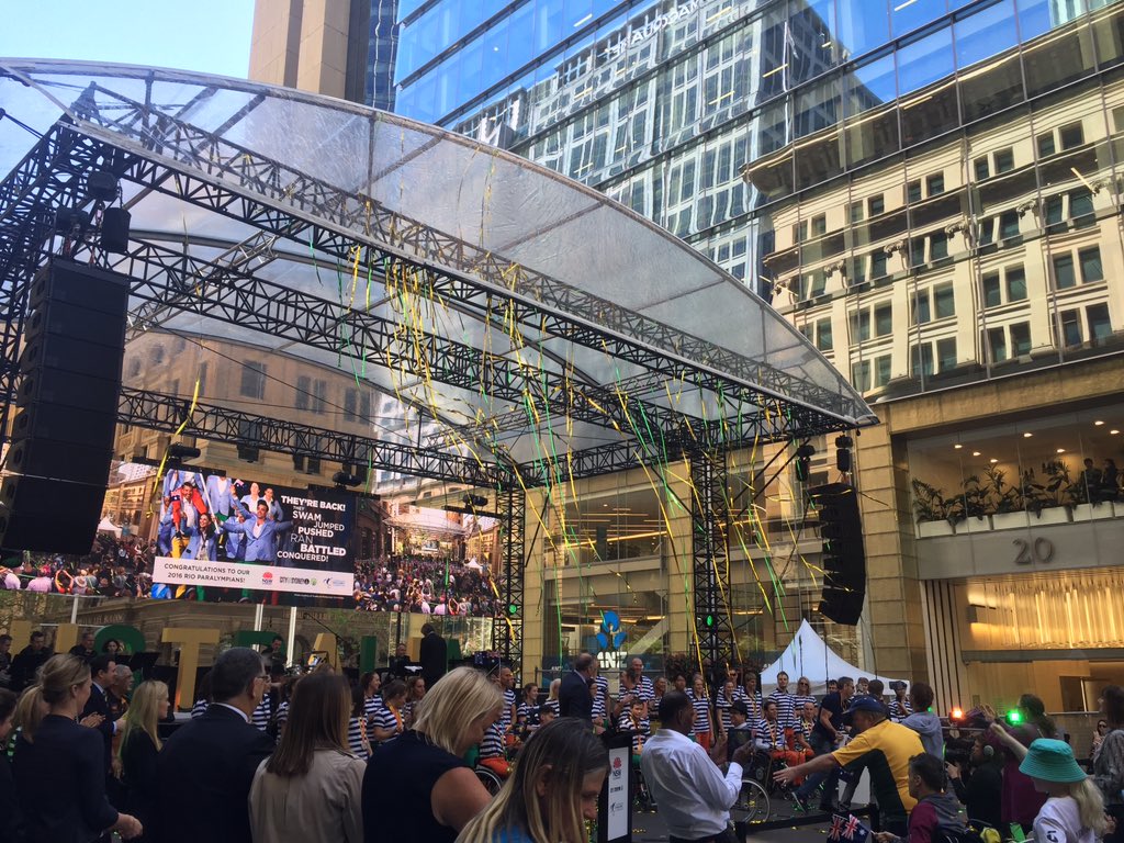 AUSParalympics's tweet photo. What a celebration! Thank you to the NSW Gov and @cityofsydney for your support! #WeBelieve https://t.co/pf7ps20EVP