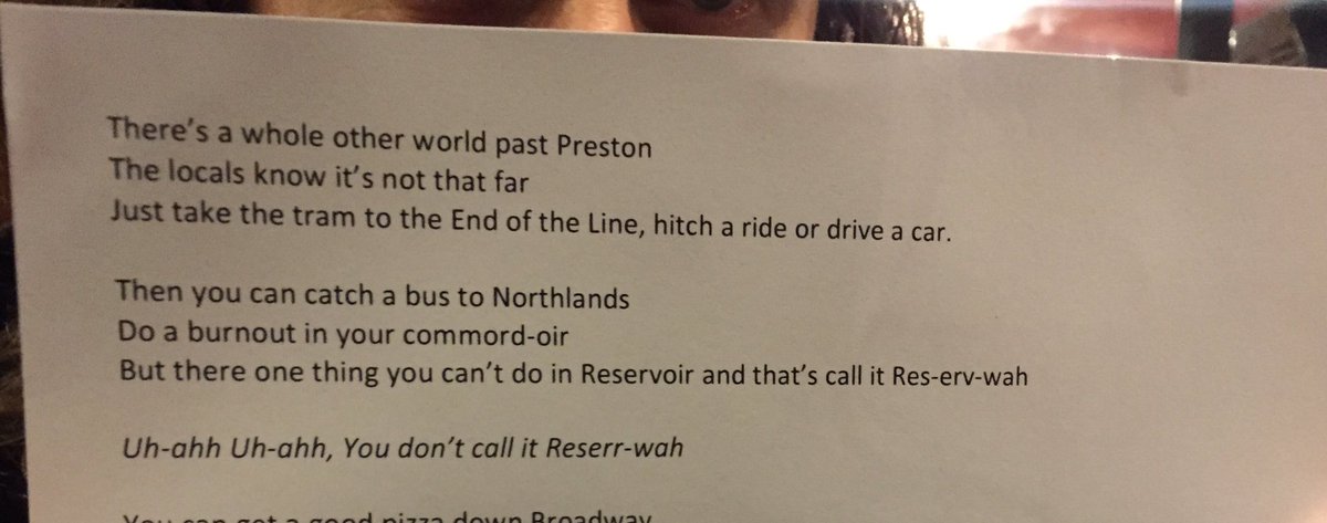 Next <a href="/dannywalsh43/">Danny Walsh</a> and <a href="/djemmapeel/">DJ Emma Peel</a> have written a song about #Rezza #Reservoir. Sing along w lyrics below in a mo!