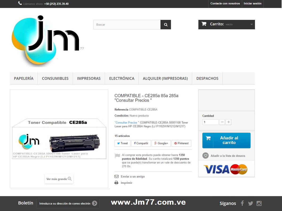 JM77soluciones's tweet photo. COMPATIBLE - CE285a 85a 285a
Referencia  COMPATIBLE-CE285A
Condición:  Nuevo producto
Negro (LJ P1102W/M1212/M1217) https://t.co/5EVrxUD5Pj