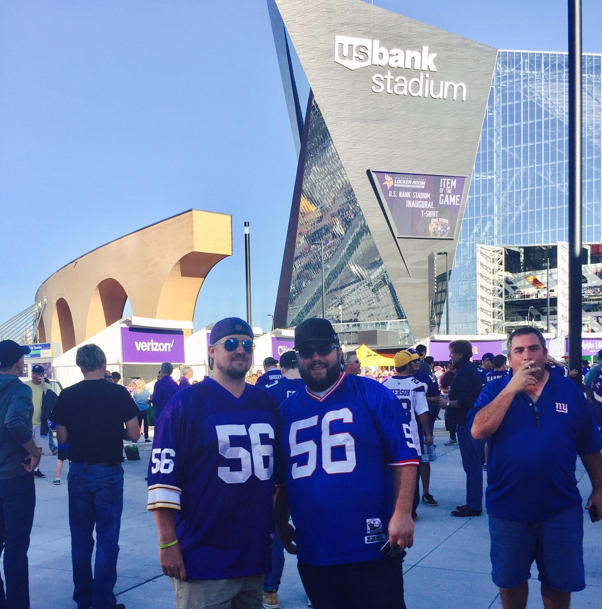 BeerBaronLHB's tweet photo. Must be Hall of Fame #56 night at @usbankstadium for #MNF. @ChrisDoleman56 &amp; @LT_56 represent! #SKOLVikings https://t.co/qwdwaRkQaF