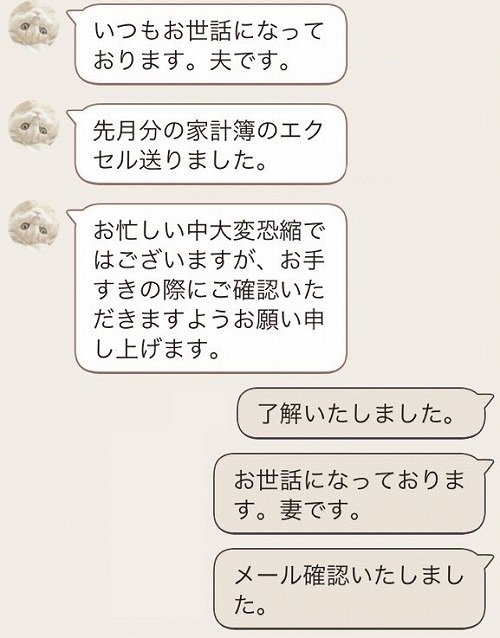 夫婦のLINE「家計簿のエクセル」
 