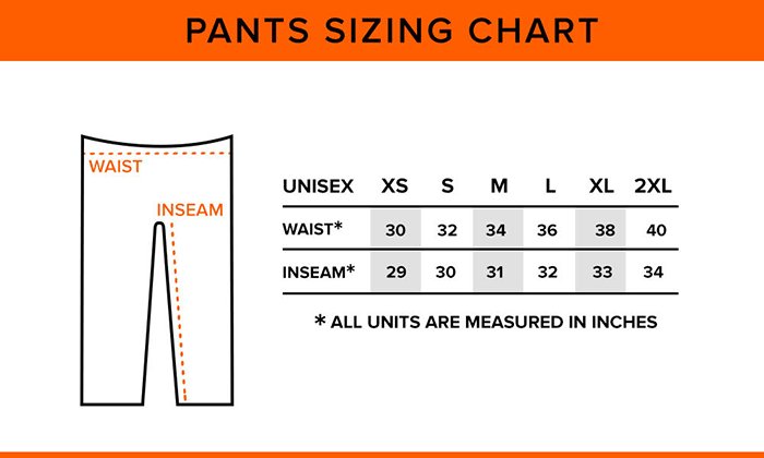 Pant Waist Size Chart