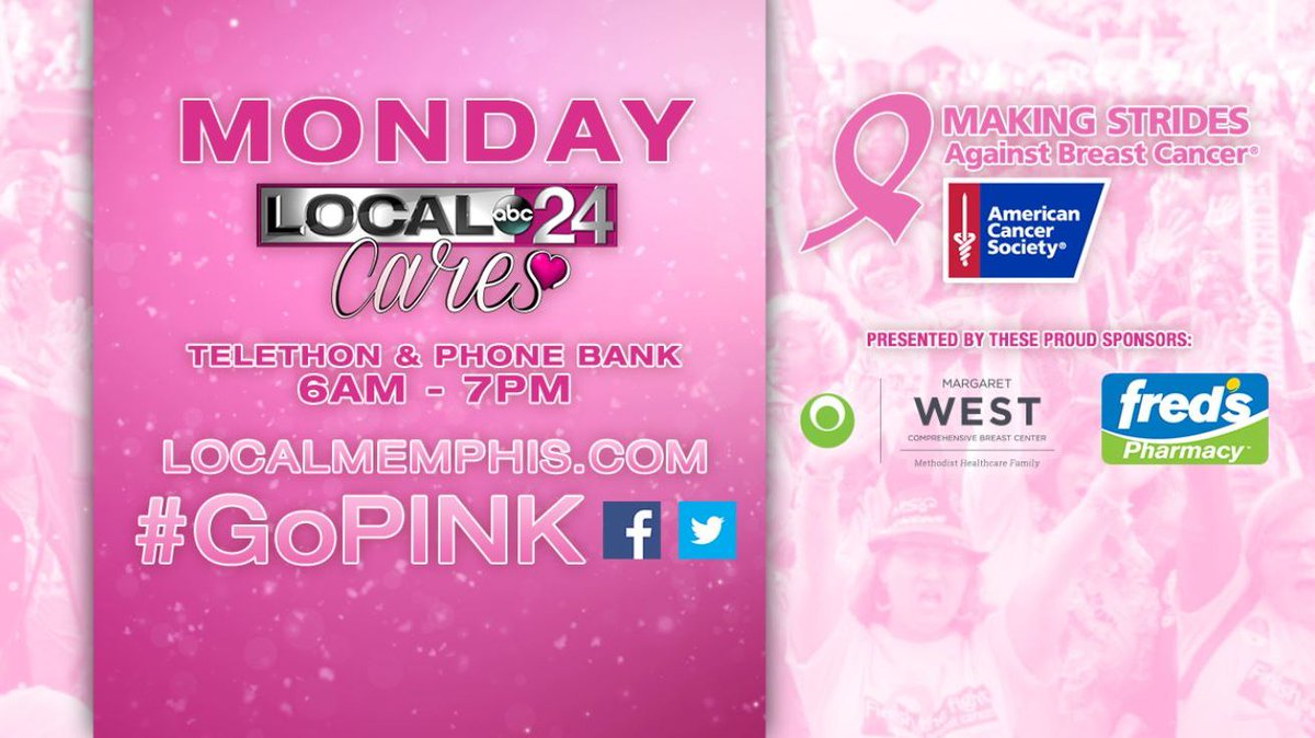 KimChaneyNews's tweet photo. #Local24CaresGoPink #MakingStrides in fight against breast cancer. 901-321-7644 to donate/get more info - Telethon until 7pm. @MSABCMemphis https://t.co/3MQaXOMojK
