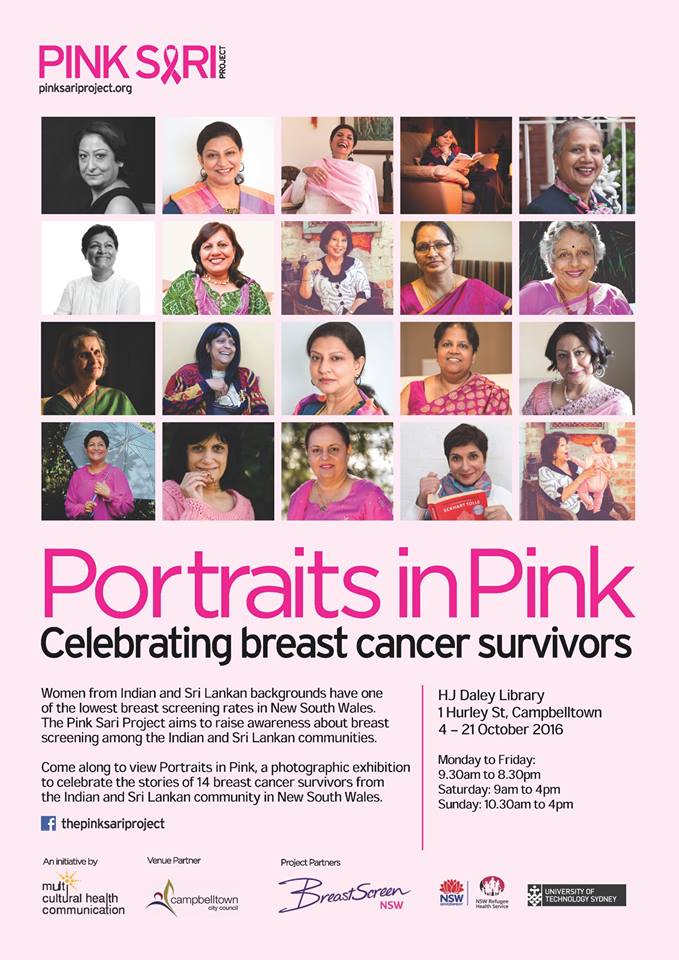 indian_link's tweet photo. Portraits in Pink is back! 
 Support the @pinksariproject  by checking out the exhibition at #Campbelltown City Library
#pinksariproject https://t.co/GfcDj61NNI