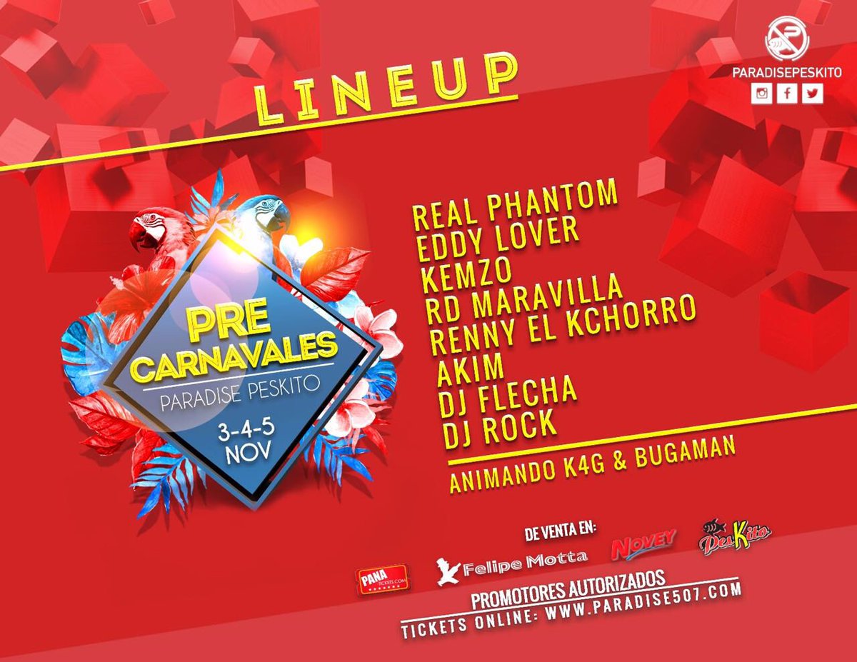 Line Up de Tus #PreCarnavales 2016🎪
 Tas Ready Pa La Ponchera⁉️👊🏻⚡⚡