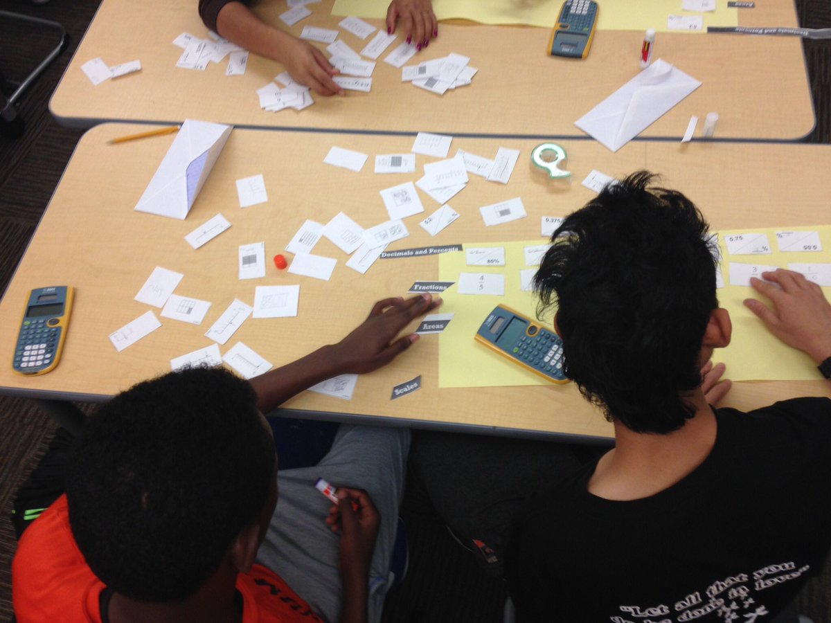 The students and I  ❤️d this fraction, decimal, %, area, scale categorization actvty. So many connections!! map.mathshell.org/download.php?f…