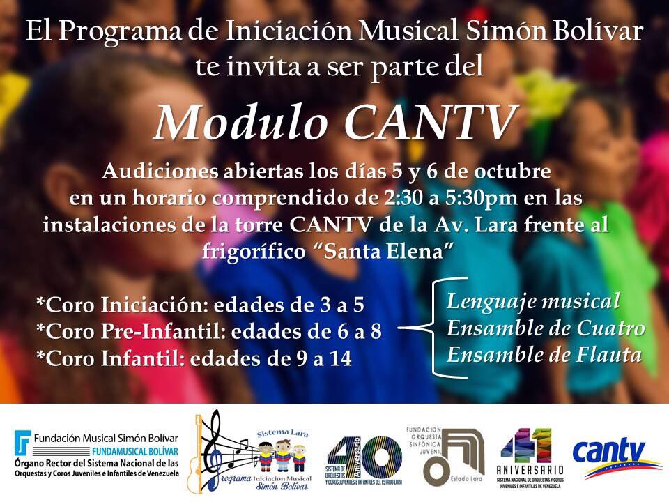 📢Atención‼️
Nuevos días para las audiciones!
No pierdas la oportunidad de formar parte de esta gran familia musical en el <a href="/SistemaLara/">El Sistema en Lara</a>