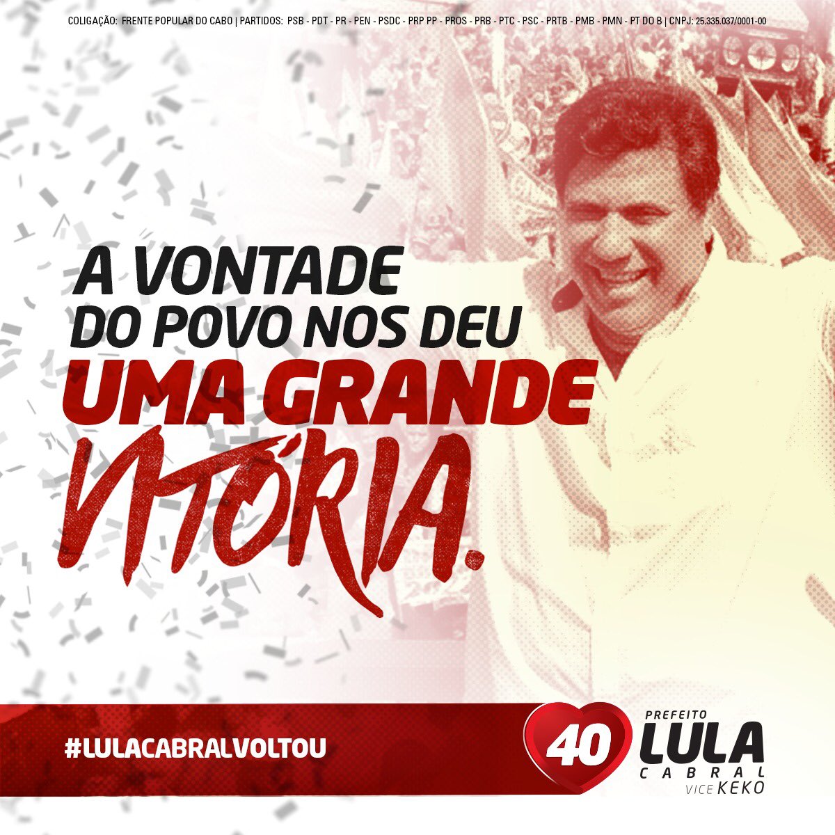 lulacabralpe's tweet photo. A vontade do povo sempre prevalecerá. https://t.co/gdzEHE94Dc