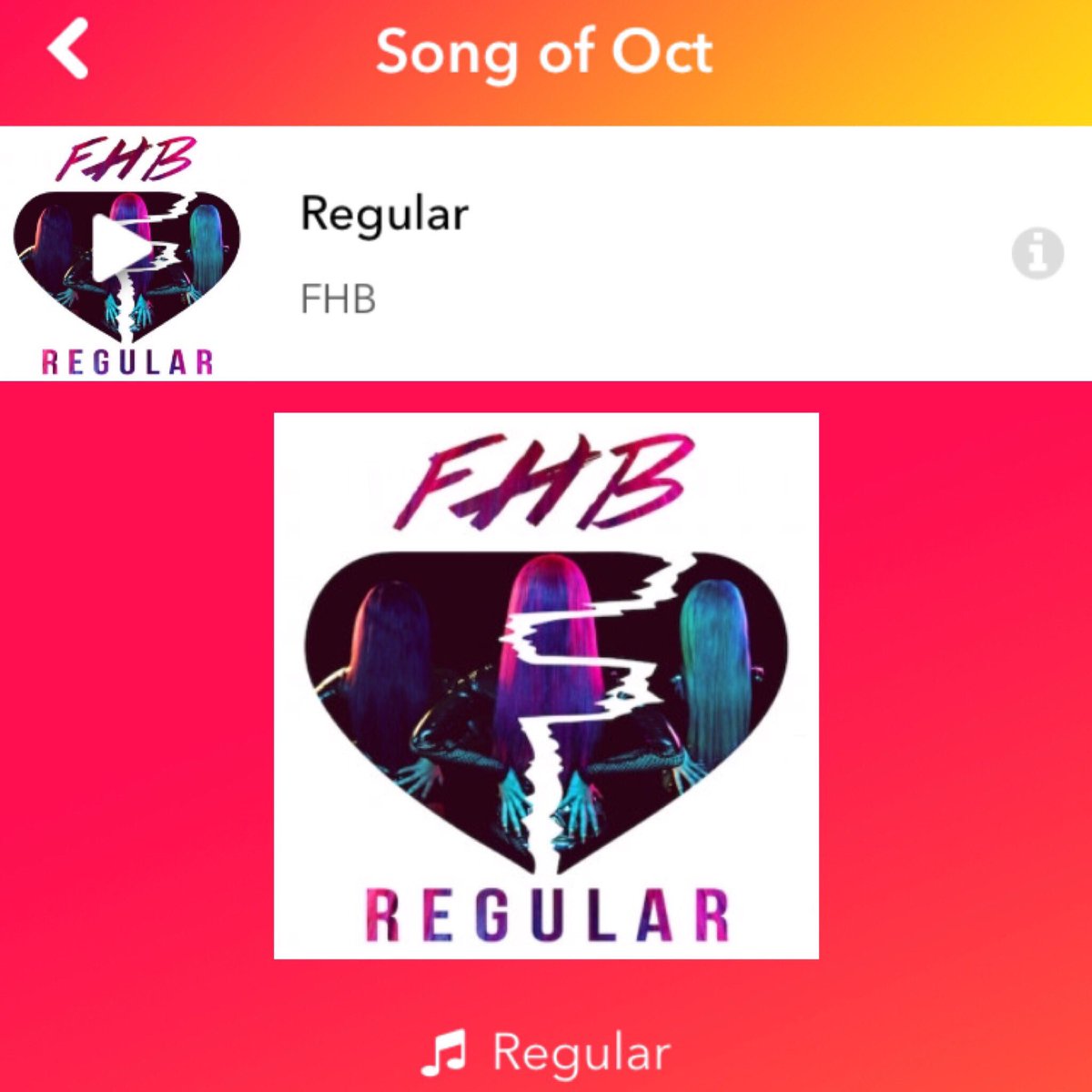 officialstarter's tweet photo. #Regular is a #SongofOctober finalist on @musicallyapp! Follow @fhbofficial & help #FHB win by creating a #NotThatRegular #musically clip. 🕶 https://t.co/8N6MOn2CY2