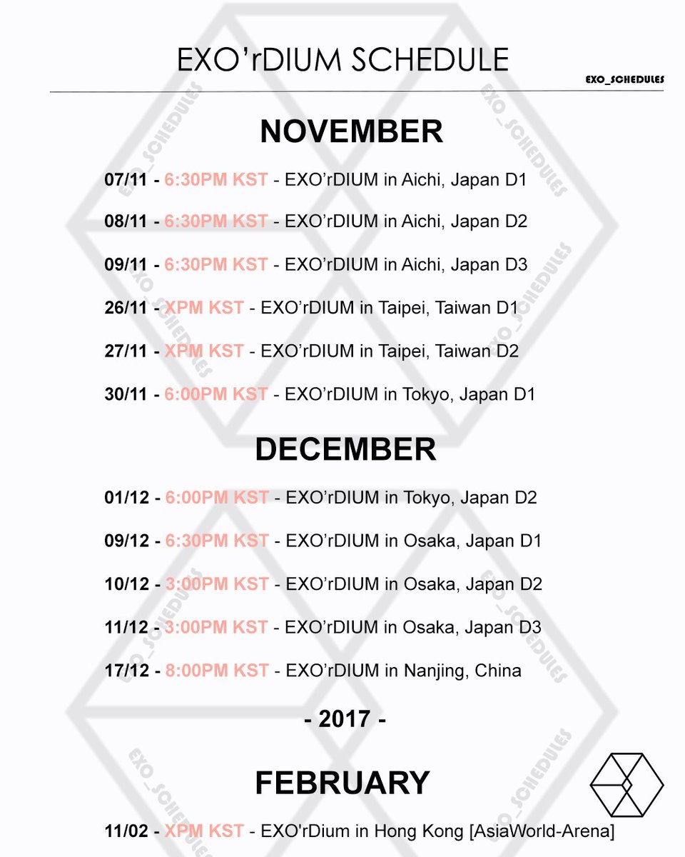 Exo Tour List Luv Kpop