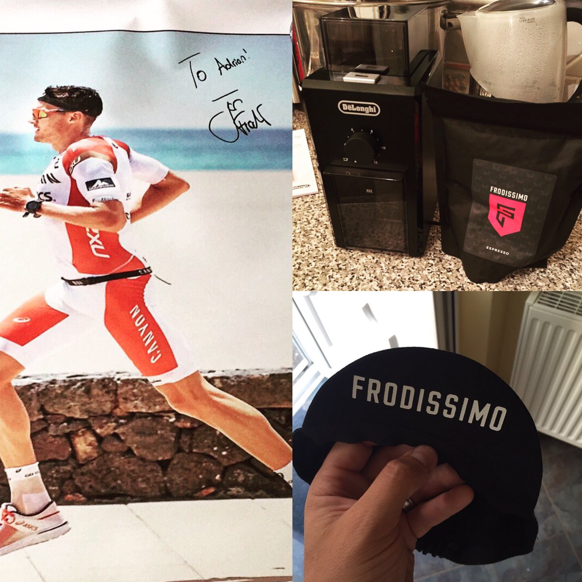 fatMacca74's tweet photo. So @triathon_junkie got me all this from #roth2016. @janfrodeno can I get a #burnforKona t-shirt to repay ๐ https://t.co/ua3aUDDa7n