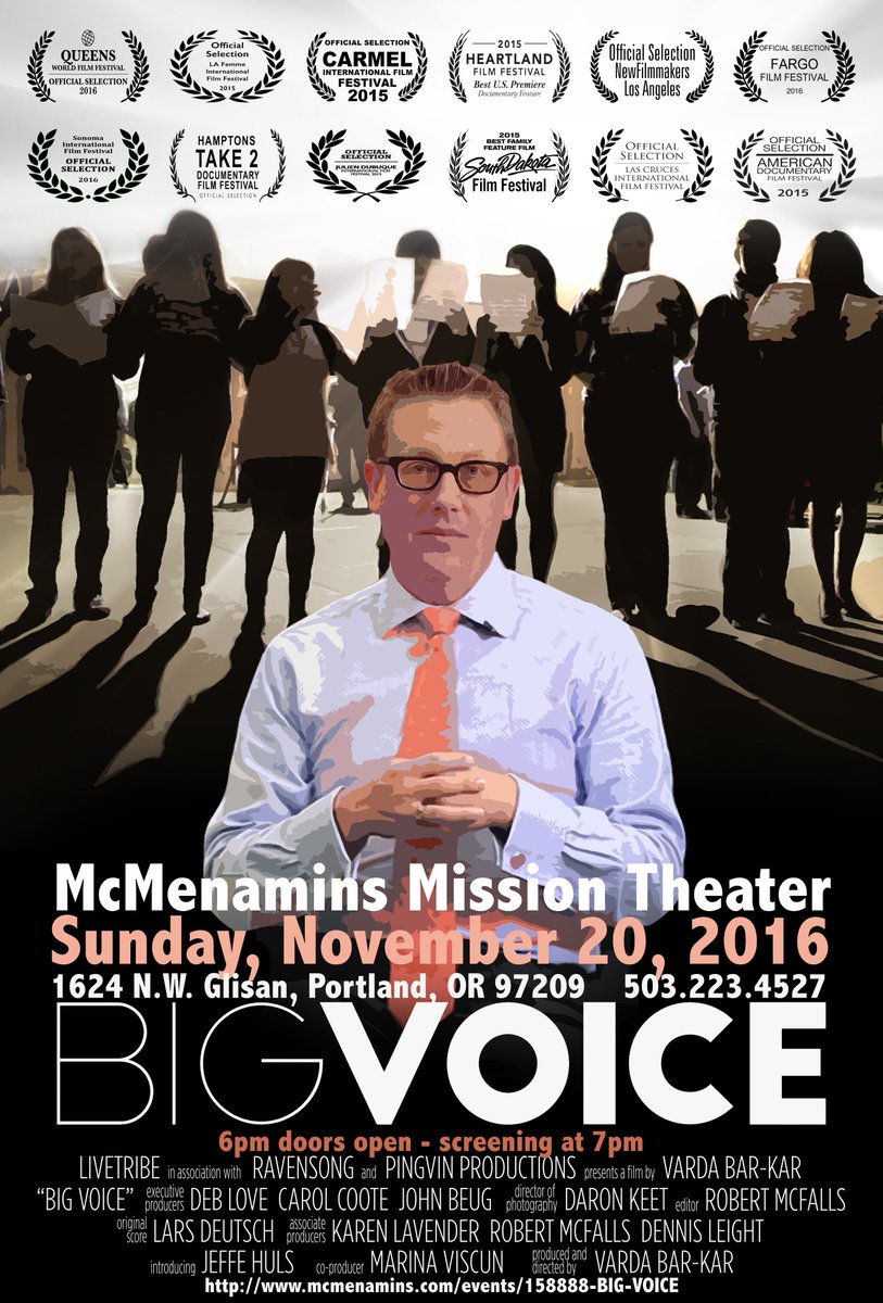 BigVoiceMovie's tweet image. Get #inspired November 20th, 2016! Come see BIG VOICE in #Portland! @pdxevents  #pdevents @inDowntownPDX @PoMoMagazine @portlandmercury #art