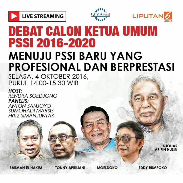 Beberapa jam lagi, saya debat di liputan6.com SCTV untuk Calon Ketum PSSI