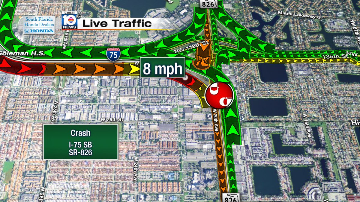 Crash on I-75 SB at SR-826 #traffic https://t.co/kCgvn9yUID