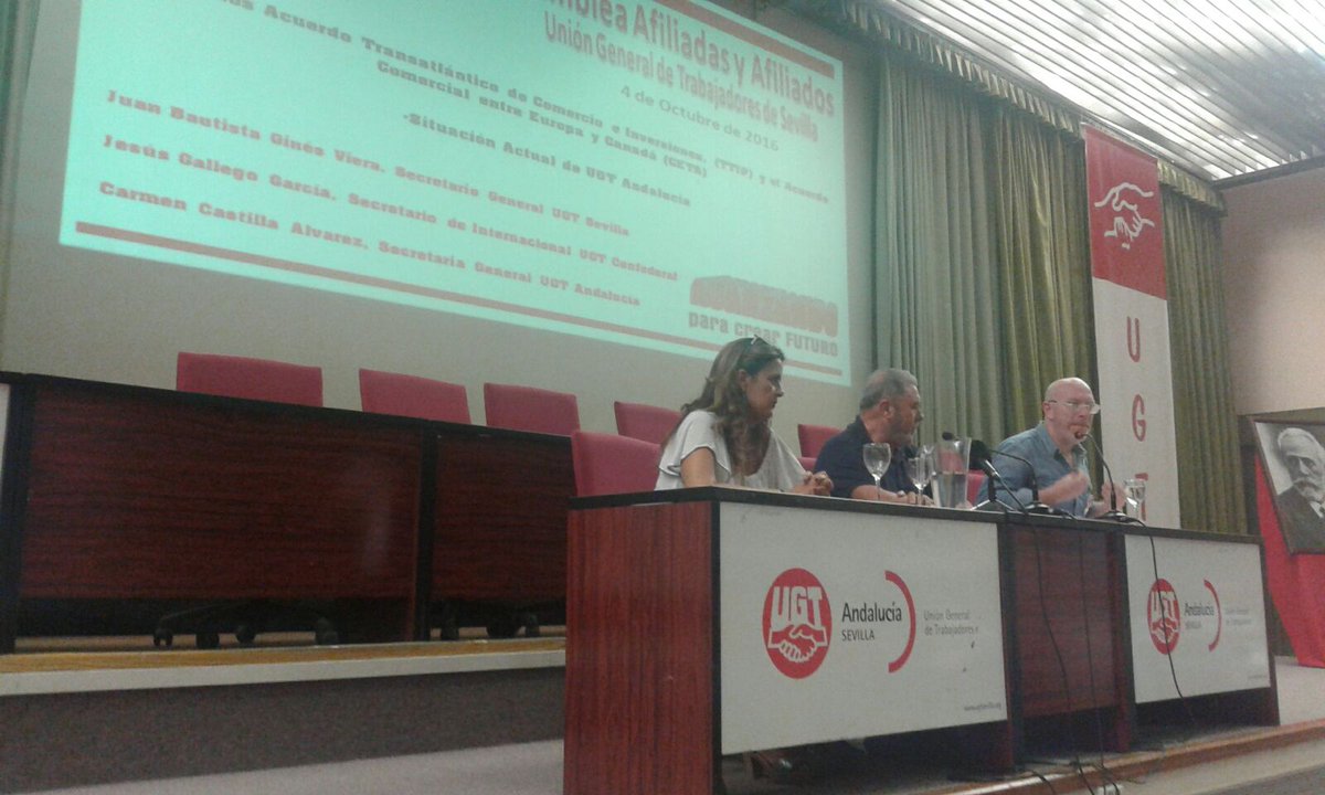 Muy interesante la explicación de Jesús Gallego García, Secretario de Internacional de UGT, sobre las consecuencias del  TTIP en UGT Sevilla