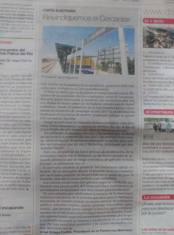 MetrotrenYa's tweet photo. Carta Ilustrada de la edición de papel del periódico Diario Córdoba.
@isabel_ambrosio @Pedro_IU @RafaBlazquez @jmbellidoroche https://t.co/uPAJtnthuc
