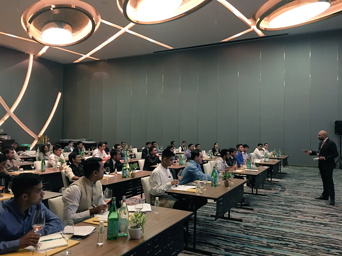 iwbsindia's tweet photo. The 9th Indian Sommelier Championship started this morning. Classes on service and presentation skills. @PullmanNewDelhi #IndSommChamp https://t.co/1M6LdwziUt