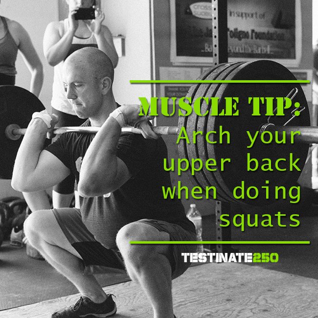 testinate's tweet image. Arch your upper back when doing #squats. Doing that will reduce pressure from your wrists &amp;amp; prevent back #injuries. goo.gl/ch9Y3j