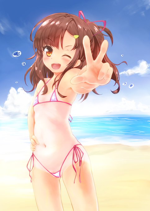 水雷委員の西崎芽依ちゃん塗りました。 #はいふりマイクロビキニ部 