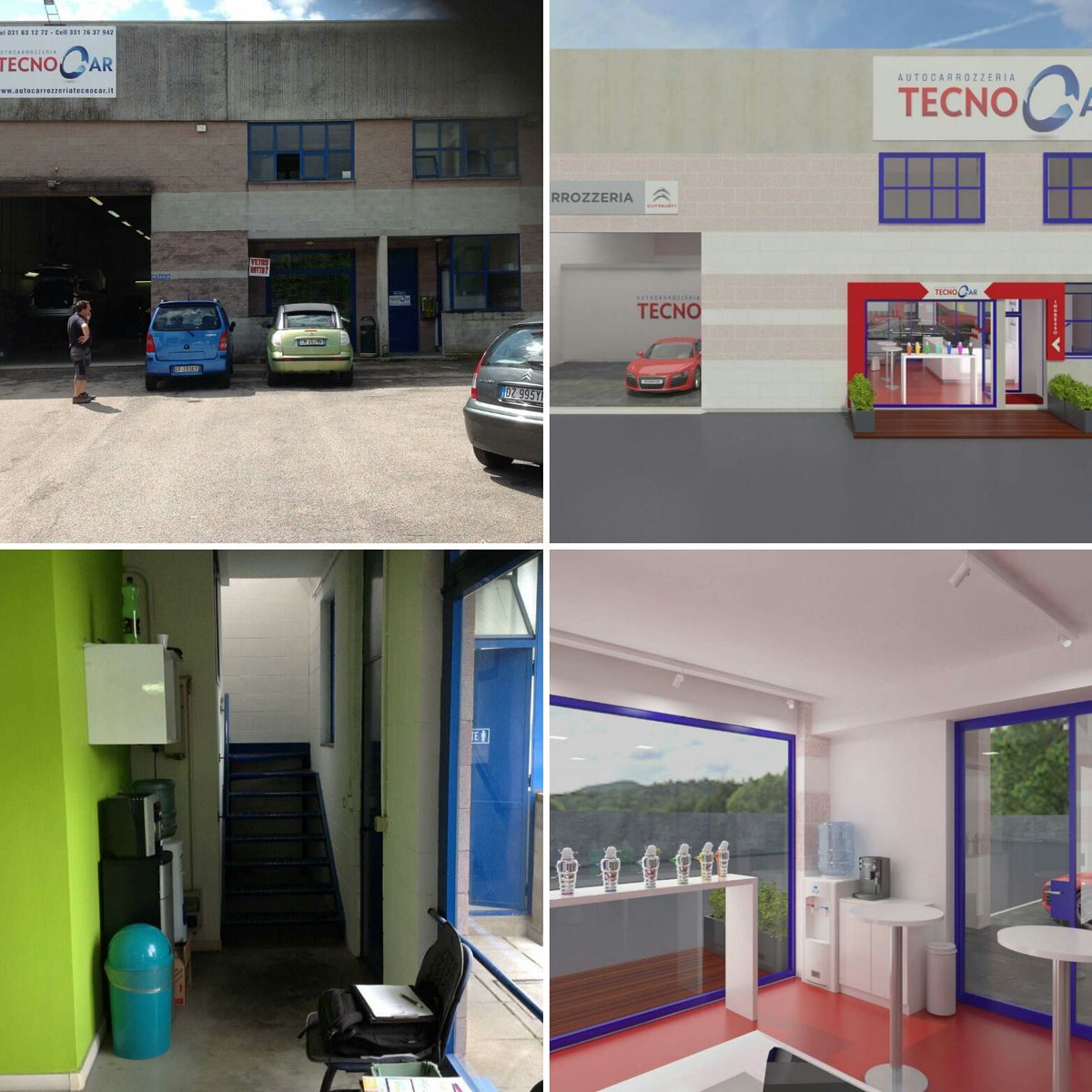 Before &amp; after of #autobodyshop Tecnocar. That's how #facade and break area will look like. For the entire #design: lnkd.in/dH4Umwx