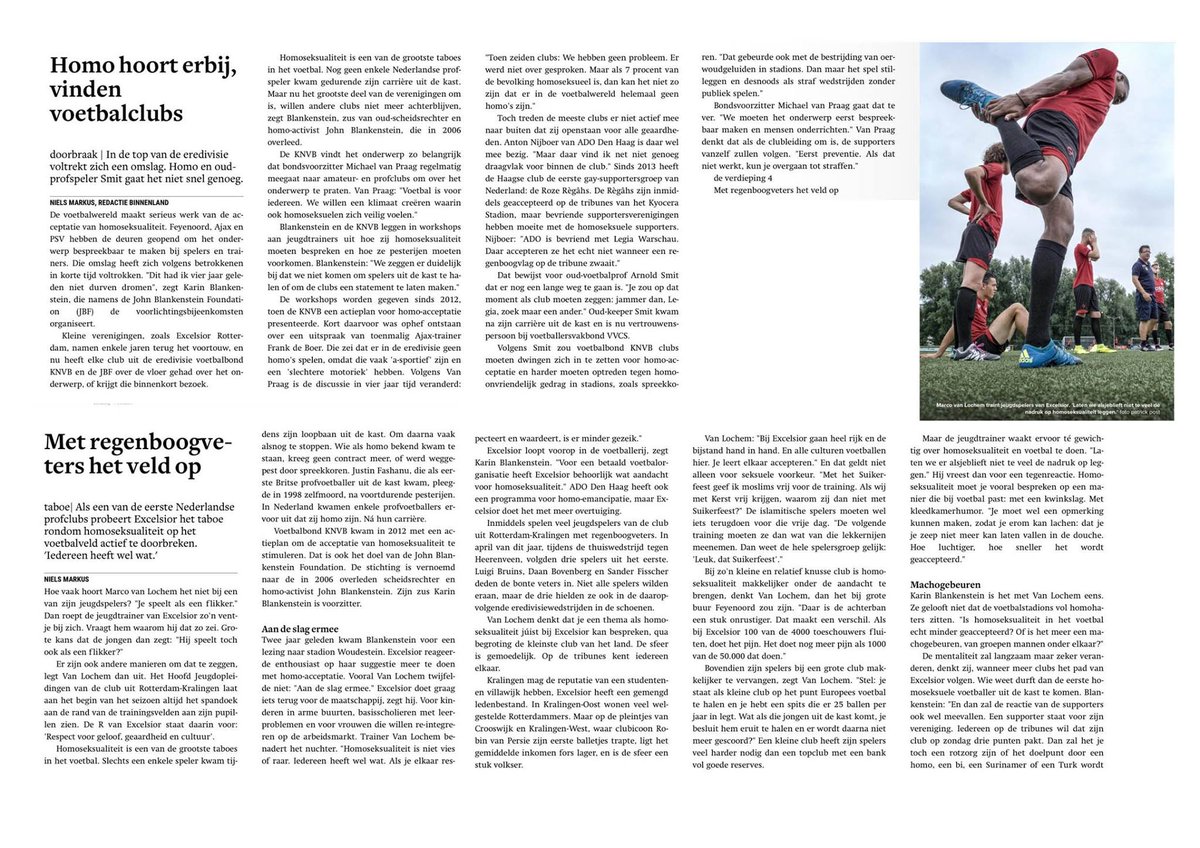 .<a href="/lochem68/">Marco van Lochem</a> in <a href="/trouw/">Trouw</a> over voortrekkersrol van <a href="/excelsiorrdam/">Excelsior Rotterdam</a> om homoacceptatie bespreekbaar te maken in het profvoetbal en jeugdopleiding