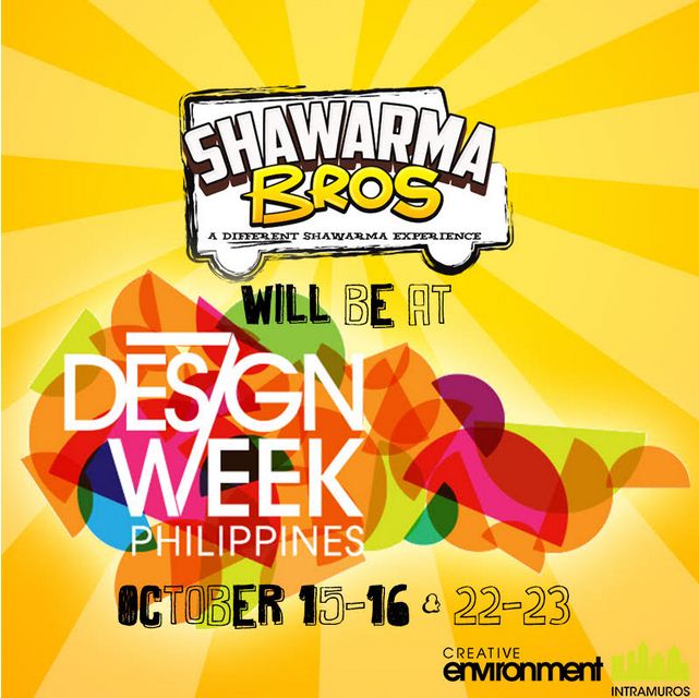DTIDesignCenter's tweet image. Shawarma Bros will be at Design Week PH! Catch them at Plaza Roma on Oct. 15 - 16 &amp;amp; Oct. 22 - 23 and avail of promo rates for selected meals