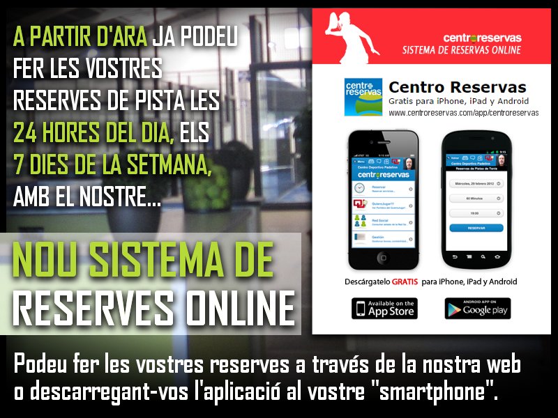 Realitzeu les vostres reserves de pista a través de la nostra APP i gaudiu d'un 10% dte! Aprofiteu el nou horari de 16h a 23h... I a jugar!